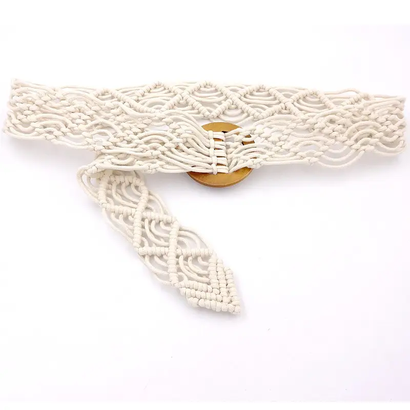 Black Ethnic Woven Belt with Wooden Ring — feature 8