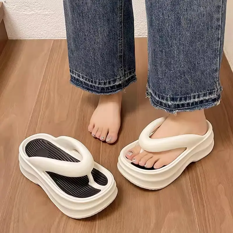 Increased 5cm Thick Bottom Flip-Flops Women's 2024 New Summer Outfit Fashionable Seaside Beach Eva Slippers - Image 10
