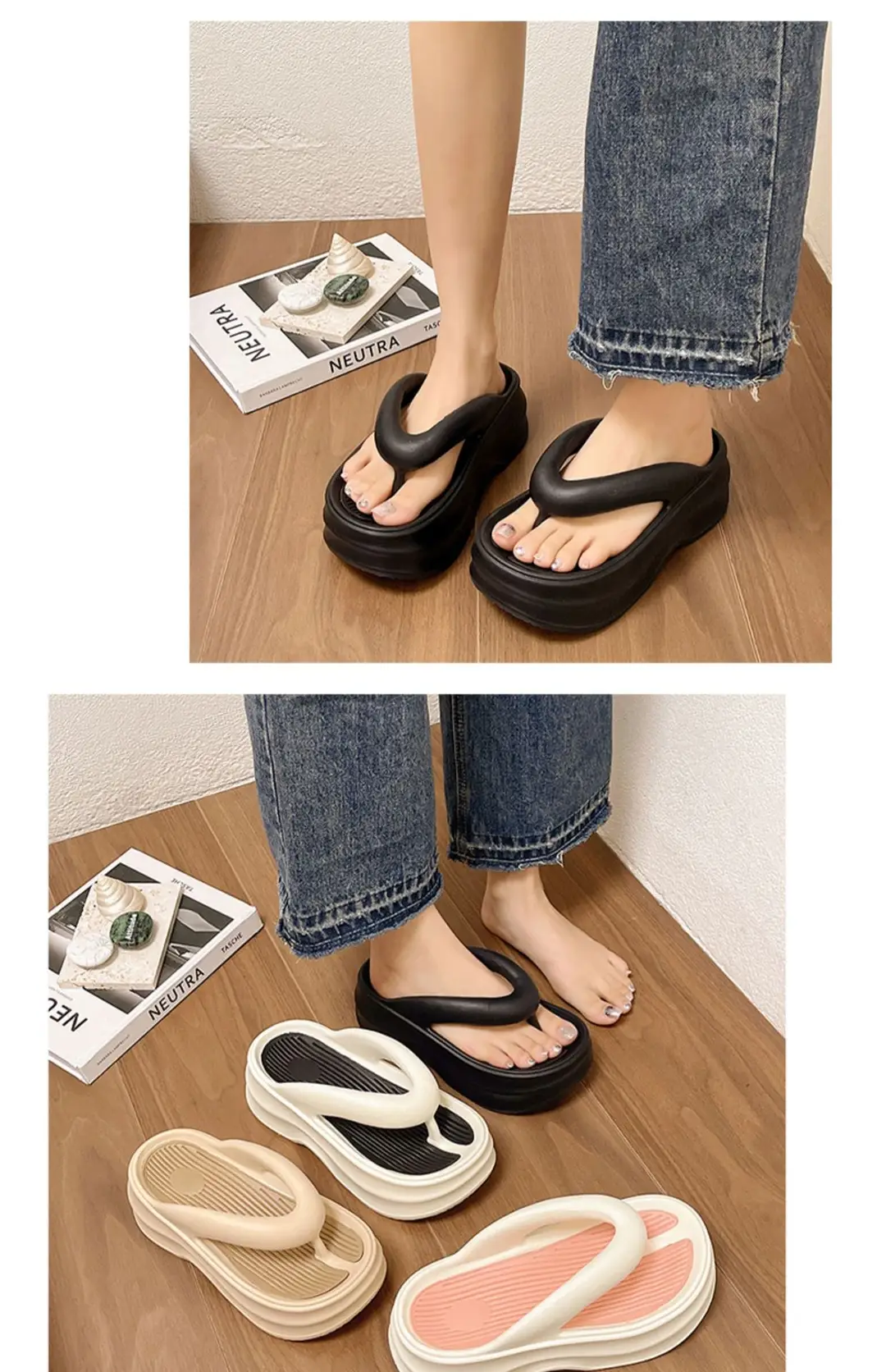 Increased 5cm Thick Bottom Flip-Flops Women's 2024 New Summer Outfit Fashionable Seaside Beach Eva Slippers — feature 11