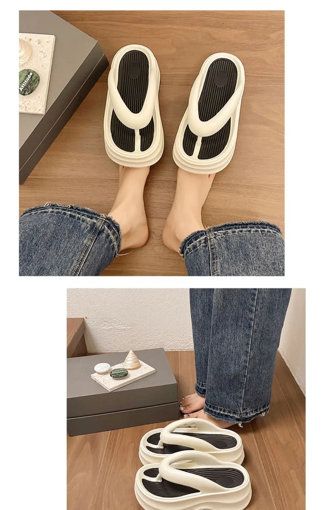 Increased 5cm Thick Bottom Flip-Flops Women's 2024 New Summer Outfit Fashionable Seaside Beach Eva Slippers — feature 5