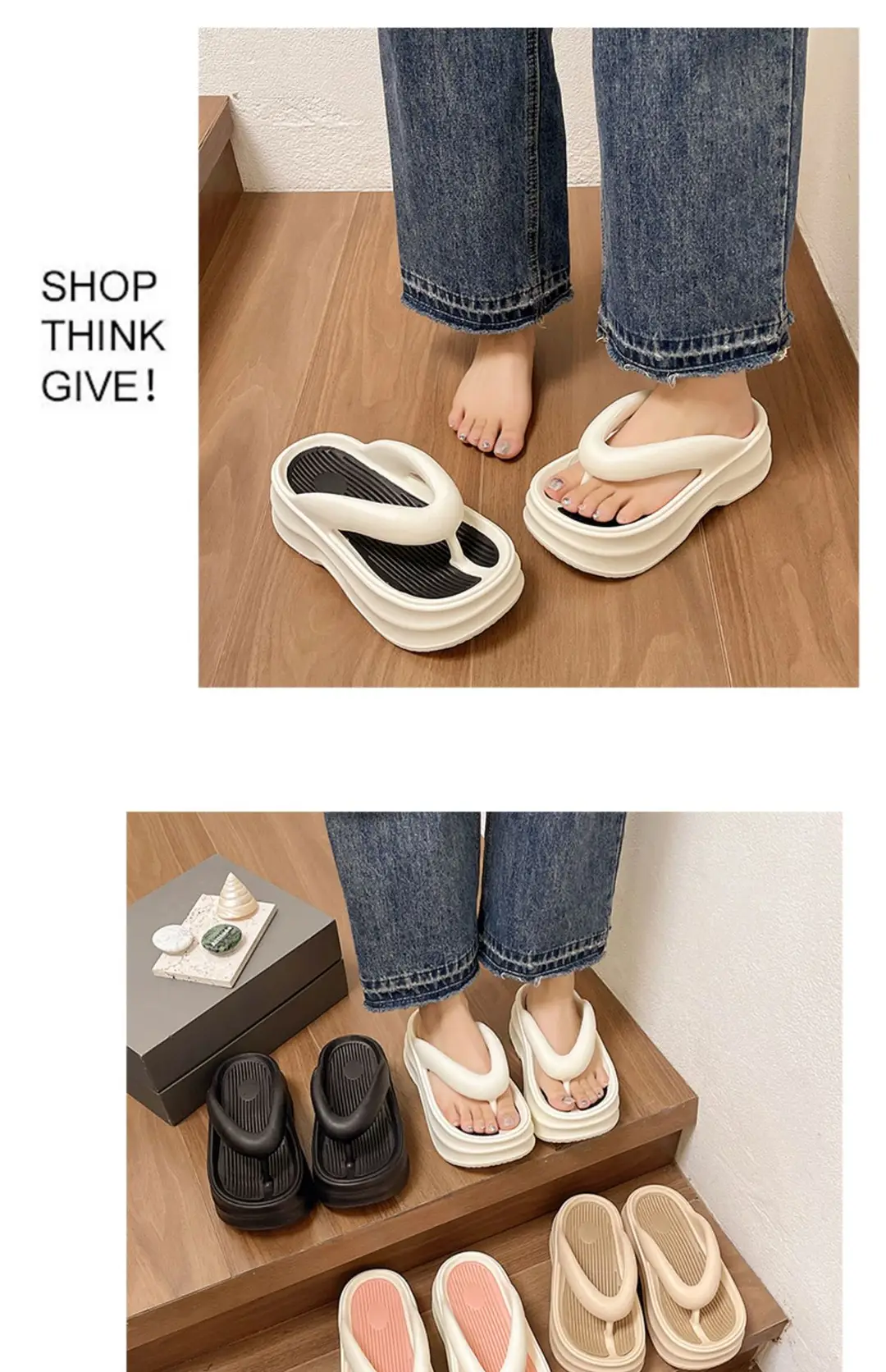 Increased 5cm Thick Bottom Flip-Flops Women's 2024 New Summer Outfit Fashionable Seaside Beach Eva Slippers — feature 6