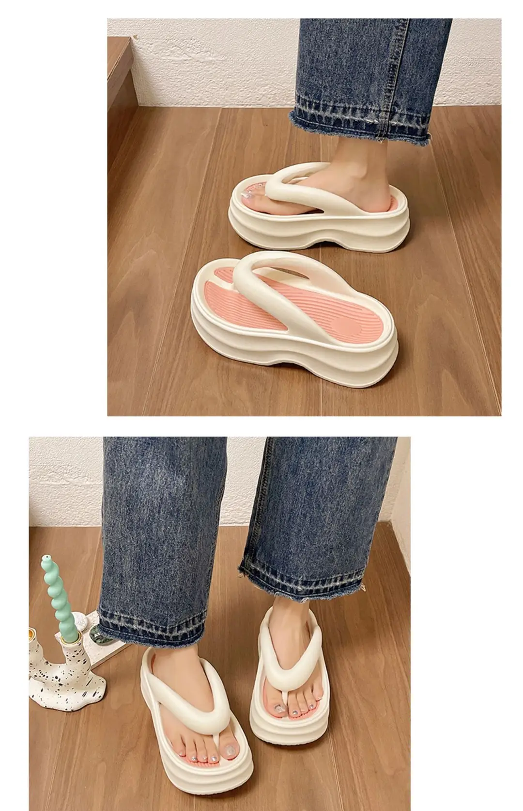 Increased 5cm Thick Bottom Flip-Flops Women's 2024 New Summer Outfit Fashionable Seaside Beach Eva Slippers — feature 7