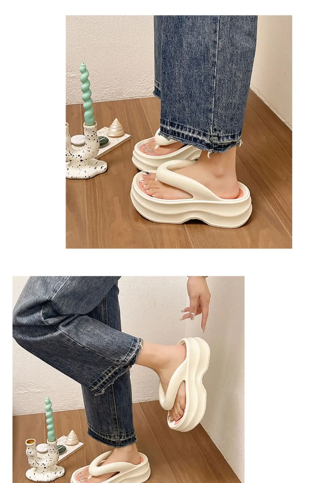 Increased 5cm Thick Bottom Flip-Flops Women's 2024 New Summer Outfit Fashionable Seaside Beach Eva Slippers — feature 8