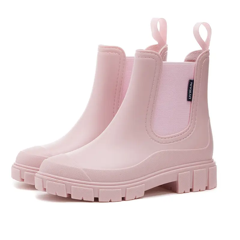 New Elastic Mouth Women's Rain Boots, Medium and Low Tube Thick Sole Heightening Water Shoes, Non-Slip Wear-Resistant Outdoor Waterproof Solid Color Rain Boots - Image 10