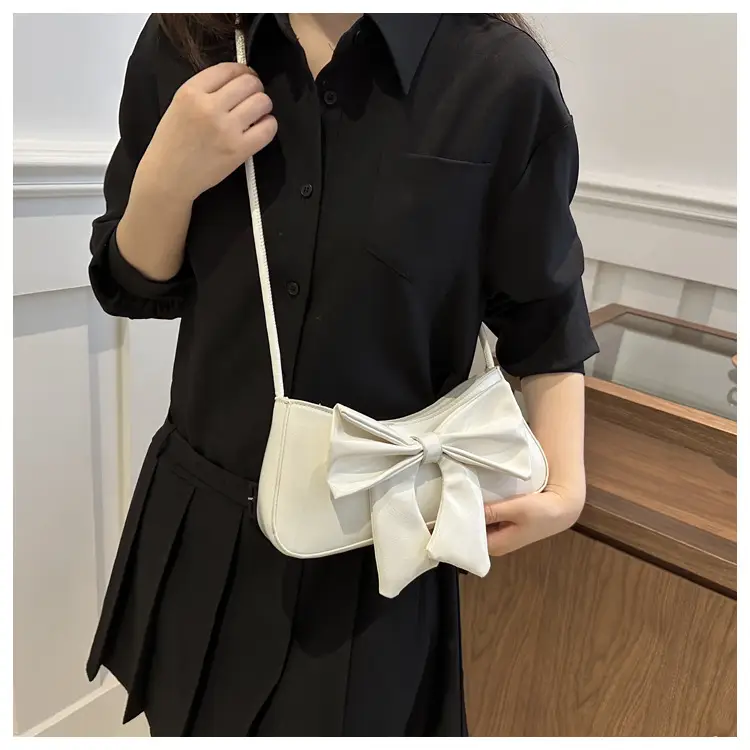 Women's Silver Bow Patent Leather Shoulder Bag 2025 — feature 14