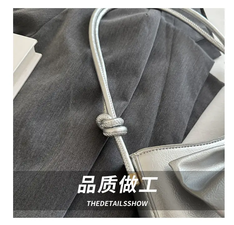 Women's Silver Bow Patent Leather Shoulder Bag 2025 — feature 6