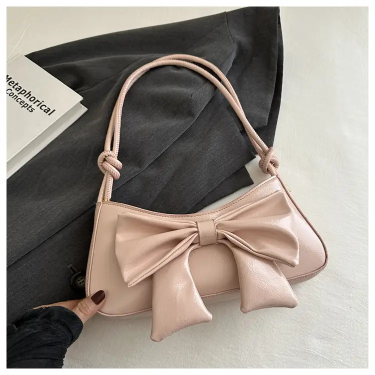 Women's Silver Bow Patent Leather Shoulder Bag 2025 - Image 3