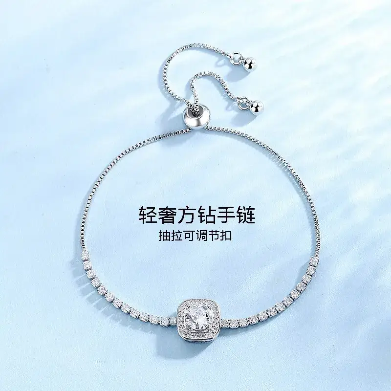 Square Zircon Jewelry Set with Hearts & Arrows Pendant - Image 8