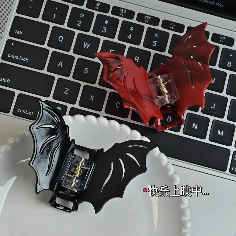 Halloween Bat Hair Clips for Women Black Red Silver - Image 6