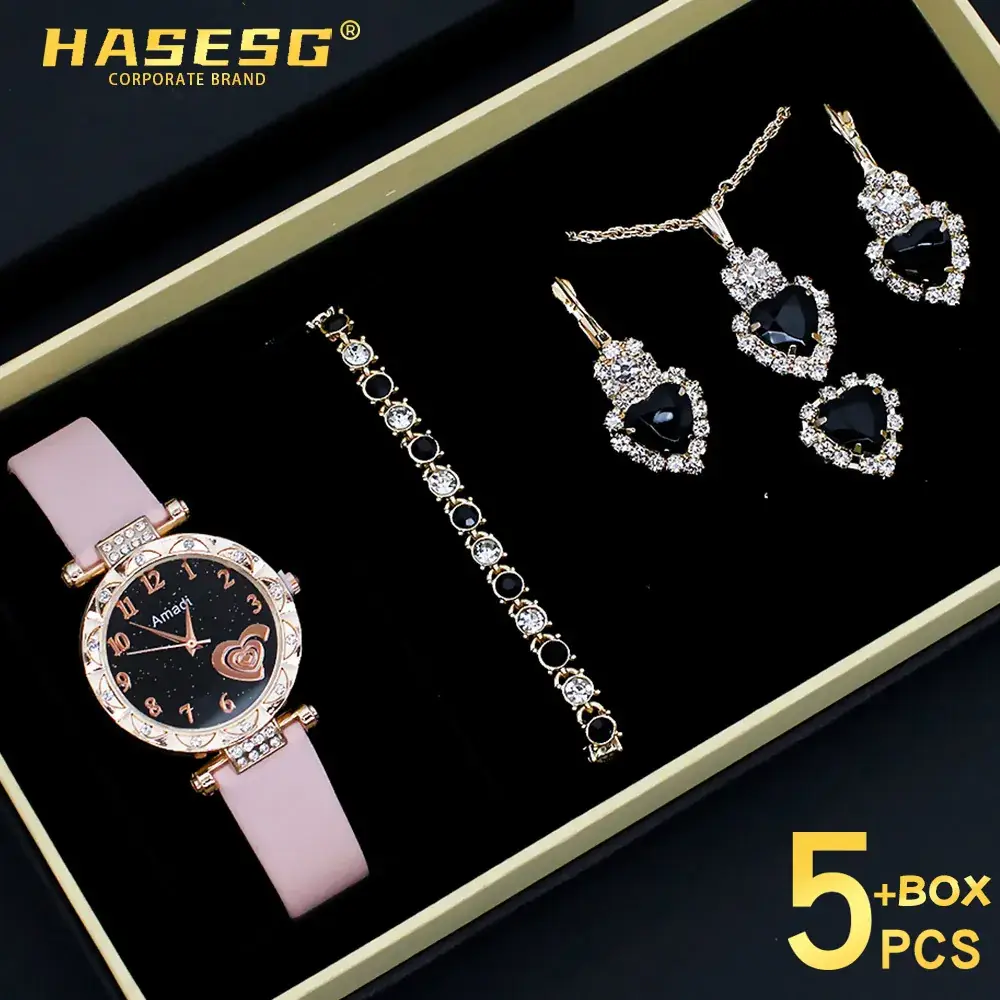 Women's Heart Design Crystal Watch Set - Image 21