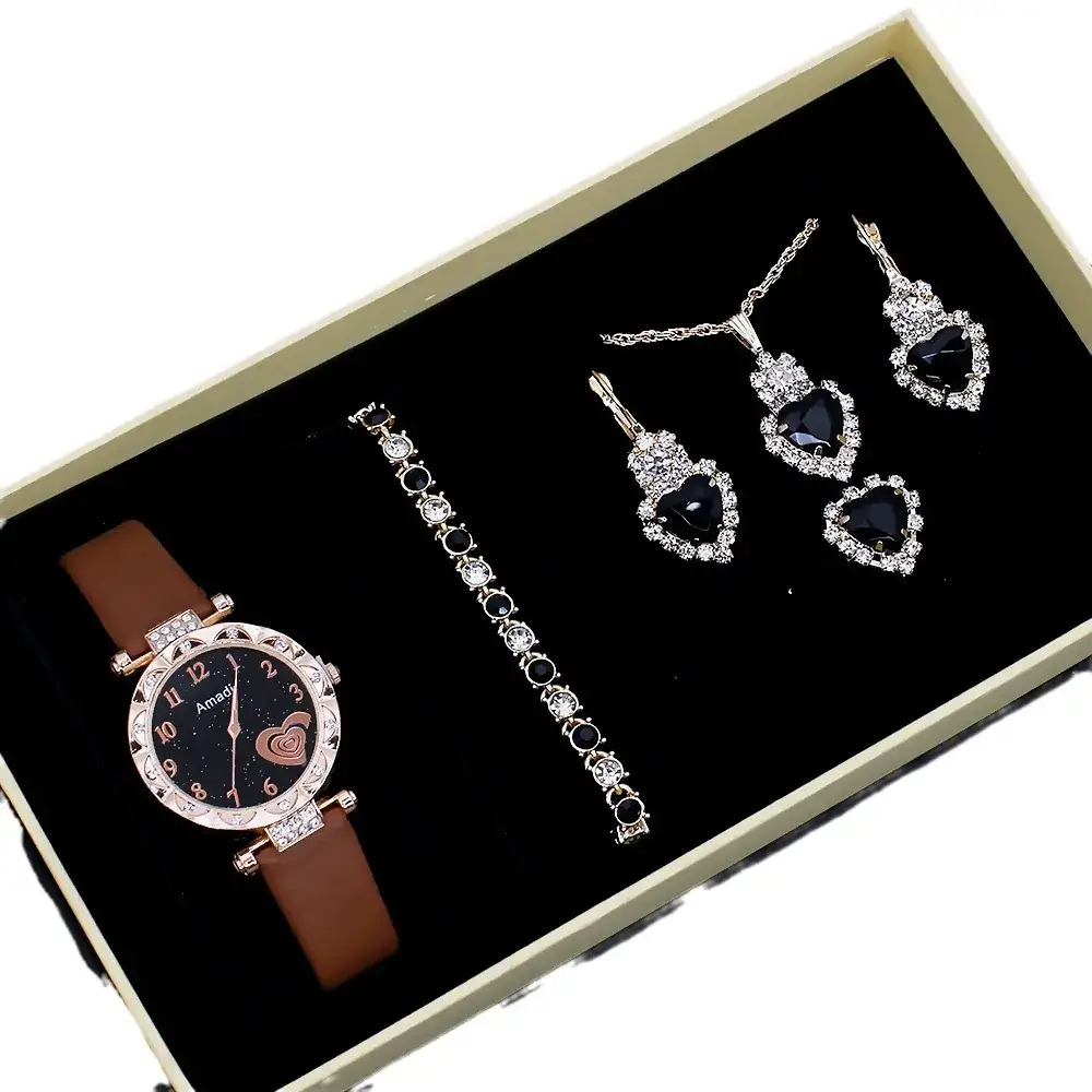 Women's Heart Design Crystal Watch Set - Image 22