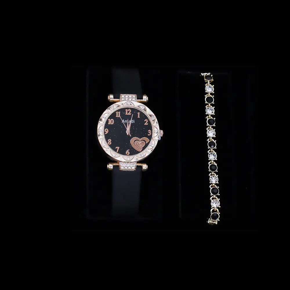 Women's Heart Design Crystal Watch Set — feature 13