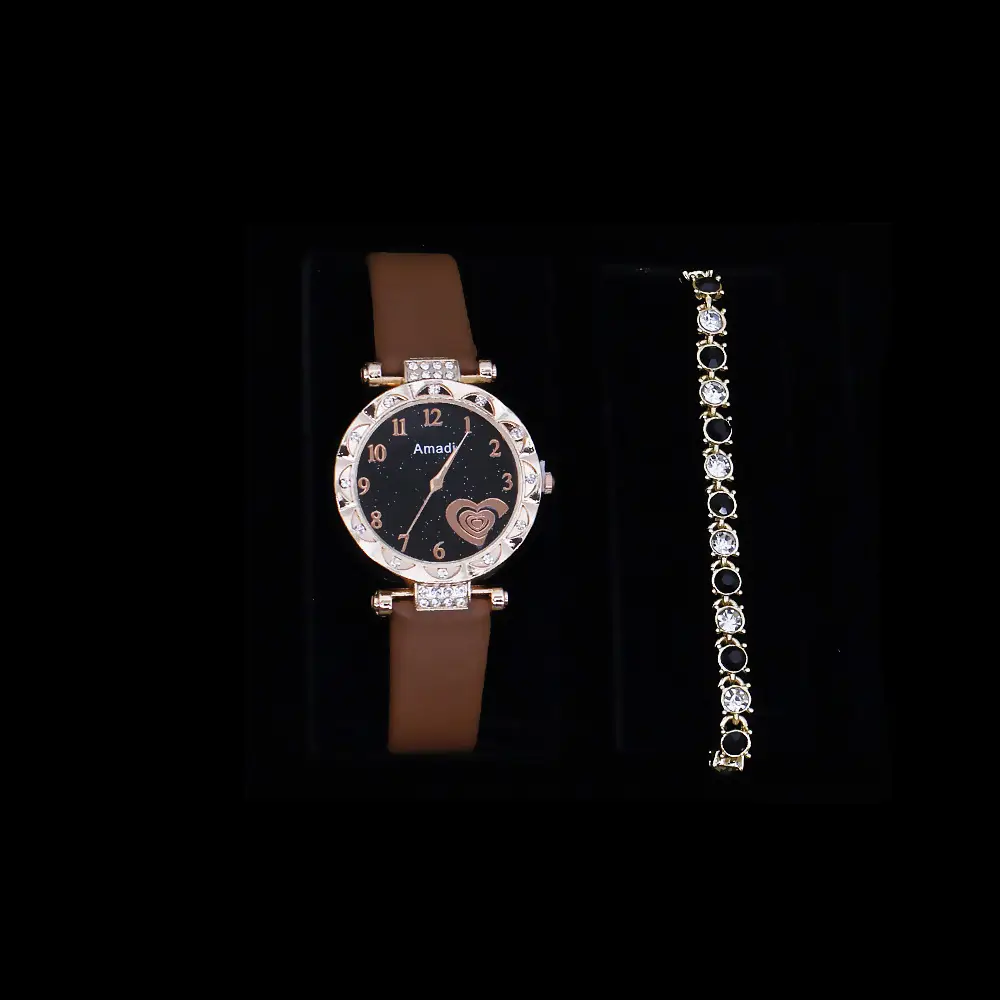 Women's Heart Design Crystal Watch Set — feature 15