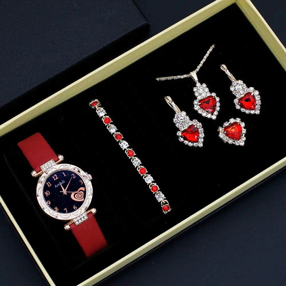 Women's Heart Design Crystal Watch Set — feature 2