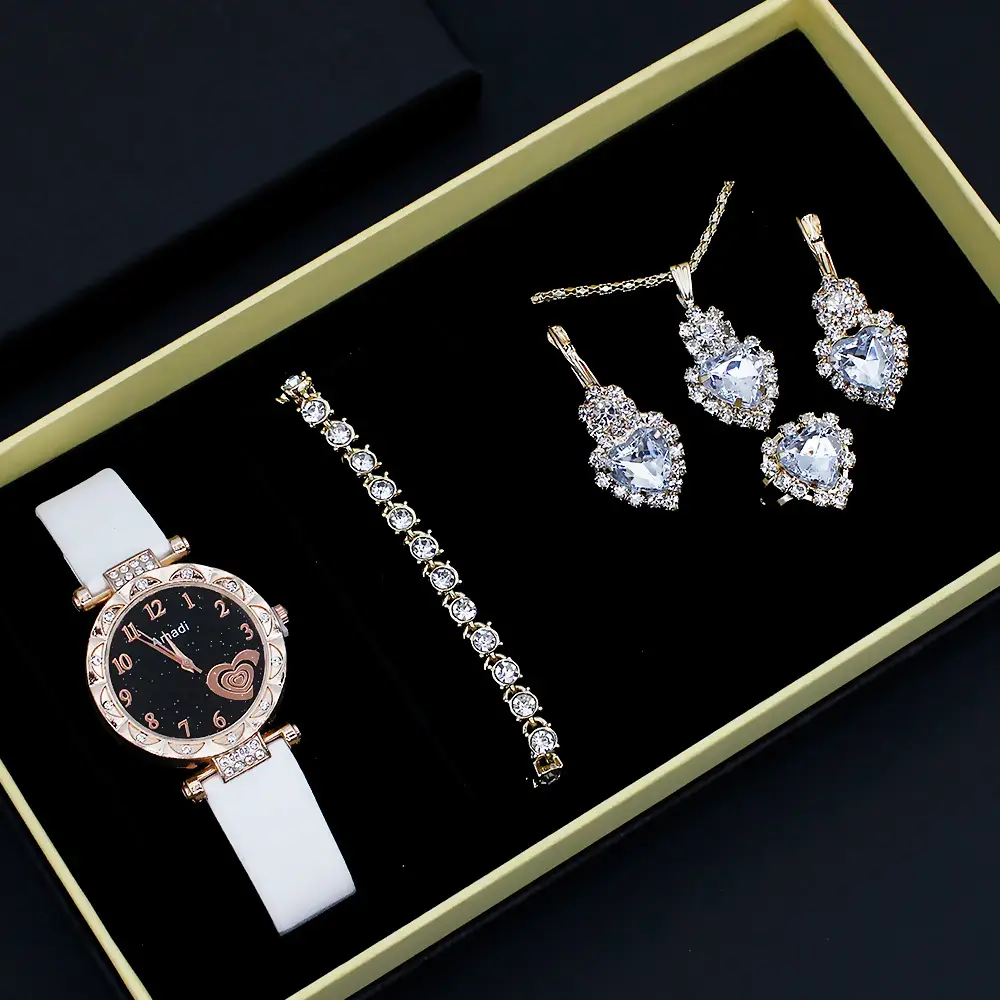 Women's Heart Design Crystal Watch Set — feature 4