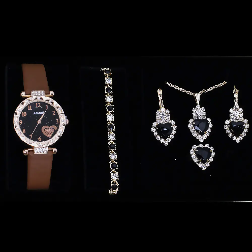 Women's Heart Design Crystal Watch Set — feature 7