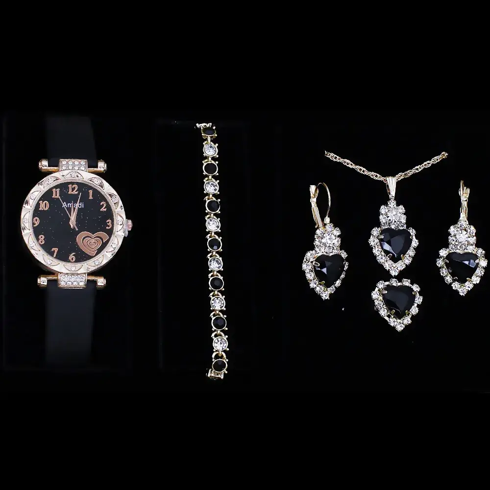 Women's Heart Design Crystal Watch Set - Image 12