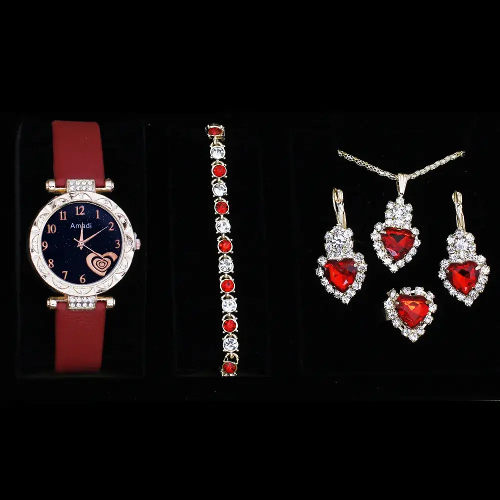 Women's Heart Design Crystal Watch Set - Image 13