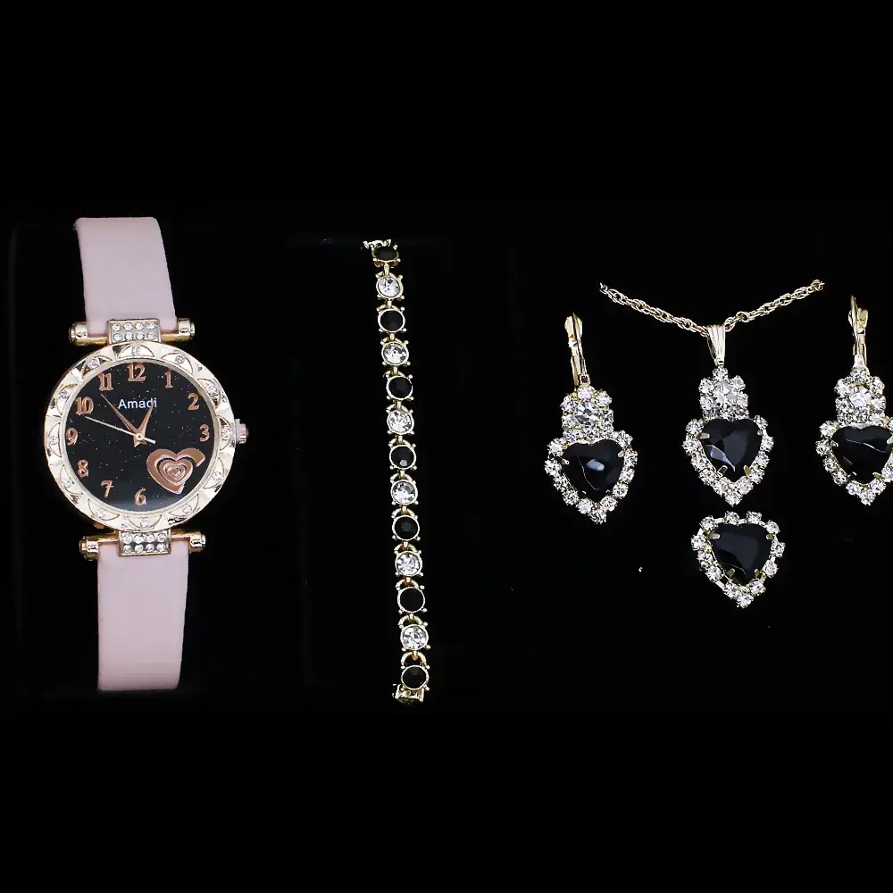 Women's Heart Design Crystal Watch Set - Image 15