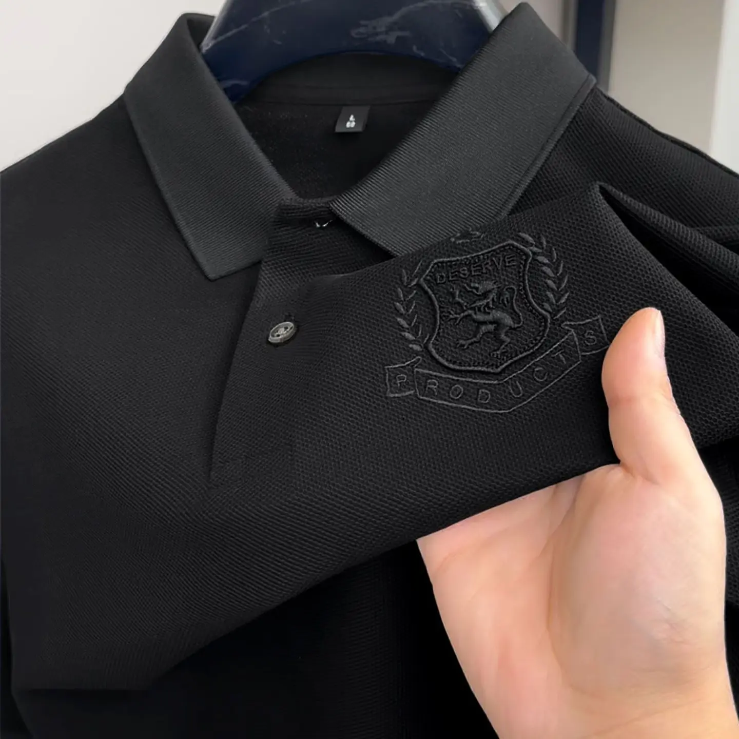 Men's Black Polo Shirt with Logo + Half Sleeve - Image 4
