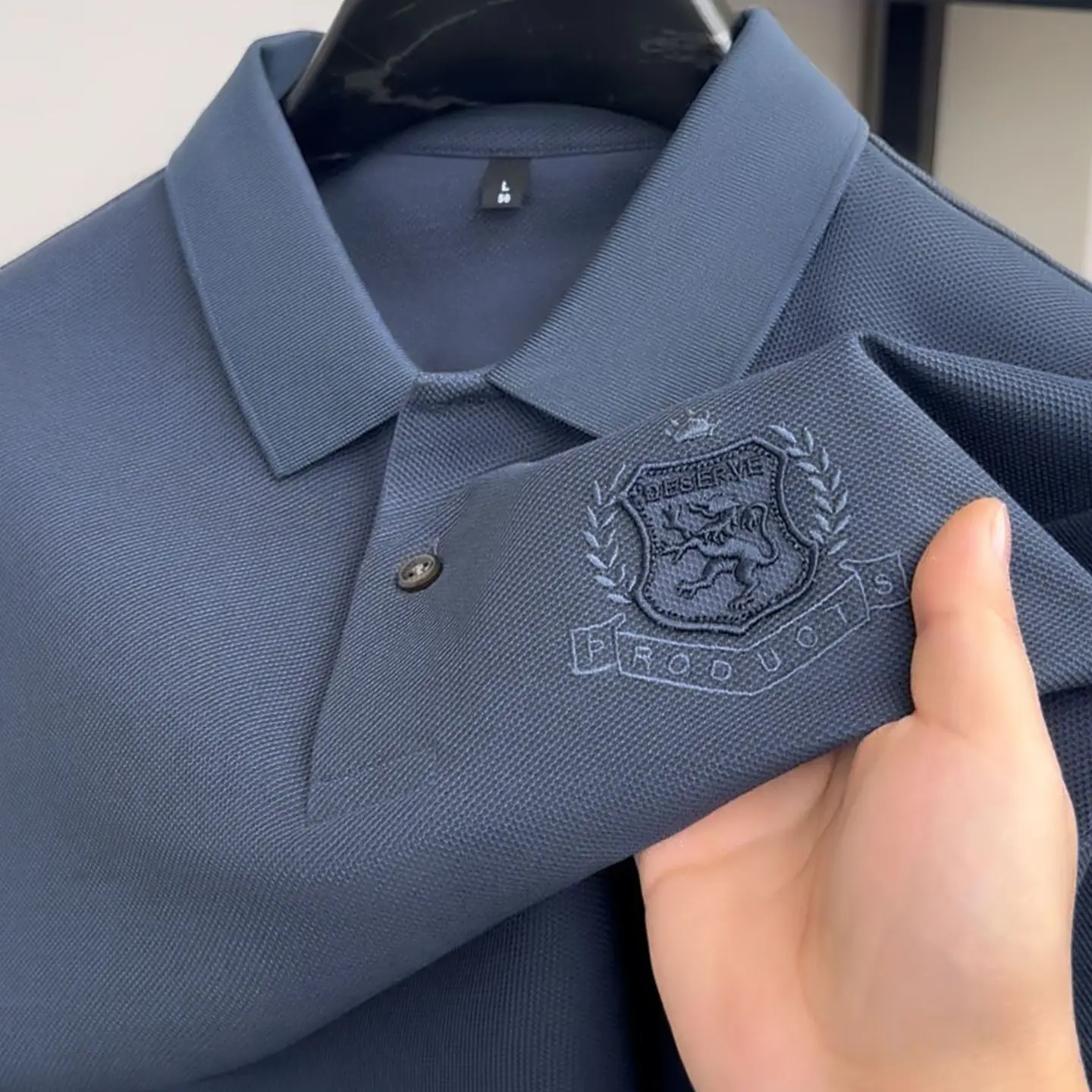 Men's Black Polo Shirt with Logo + Half Sleeve - Image 5