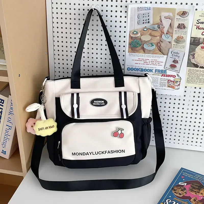 Women's Cherry Embroidered Nylon Shoulder Bag - Image 4