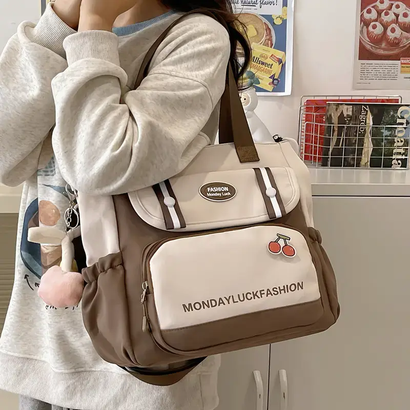 Women's Cherry Embroidered Nylon Shoulder Bag - Image 5