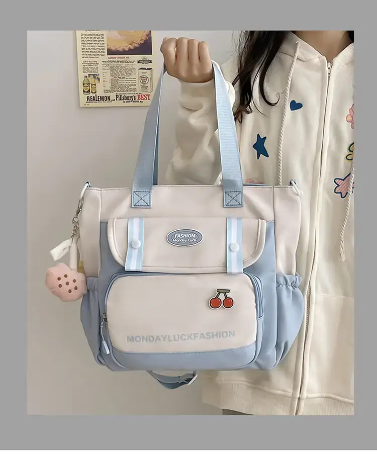 Women's Cherry Embroidered Nylon Shoulder Bag — feature 1
