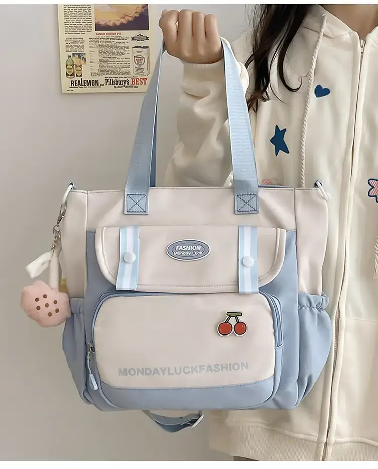 Women's Cherry Embroidered Nylon Shoulder Bag — feature 12