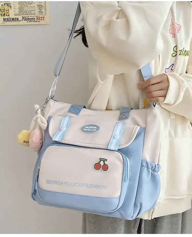 Women's Cherry Embroidered Nylon Shoulder Bag — feature 15