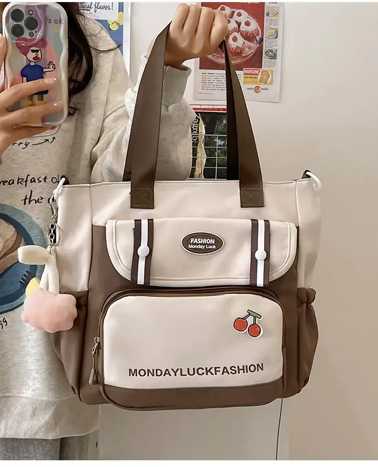 Women's Cherry Embroidered Nylon Shoulder Bag — feature 17