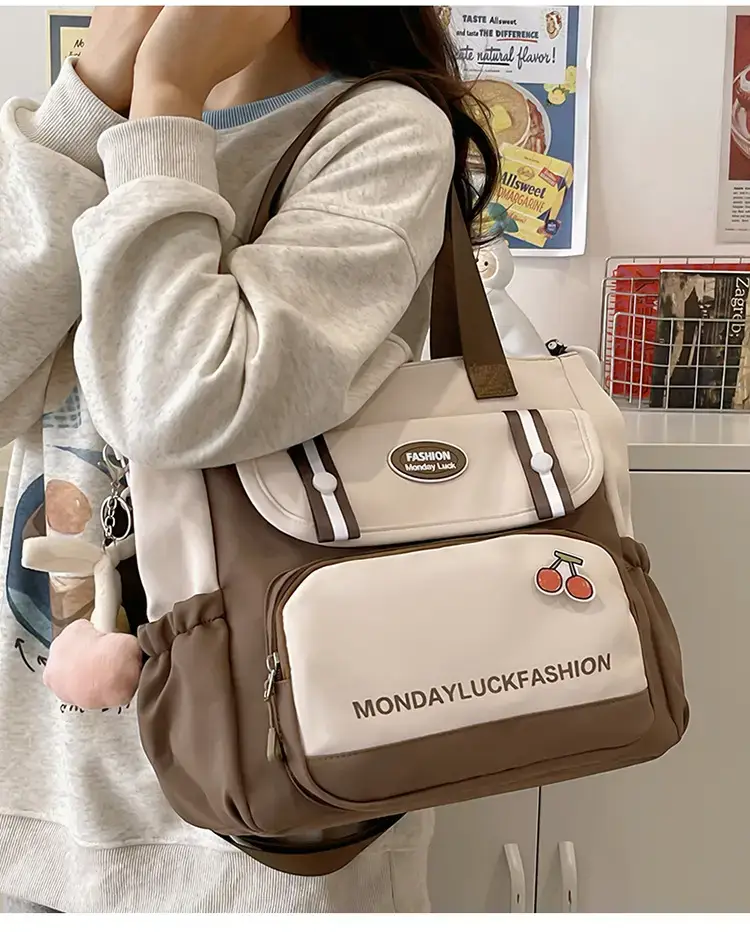 Women's Cherry Embroidered Nylon Shoulder Bag — feature 18