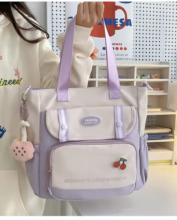 Women's Cherry Embroidered Nylon Shoulder Bag — feature 22