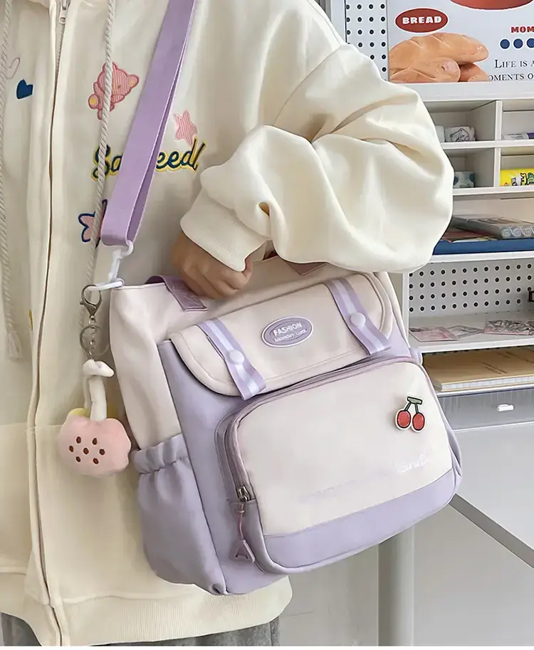 Women's Cherry Embroidered Nylon Shoulder Bag — feature 23