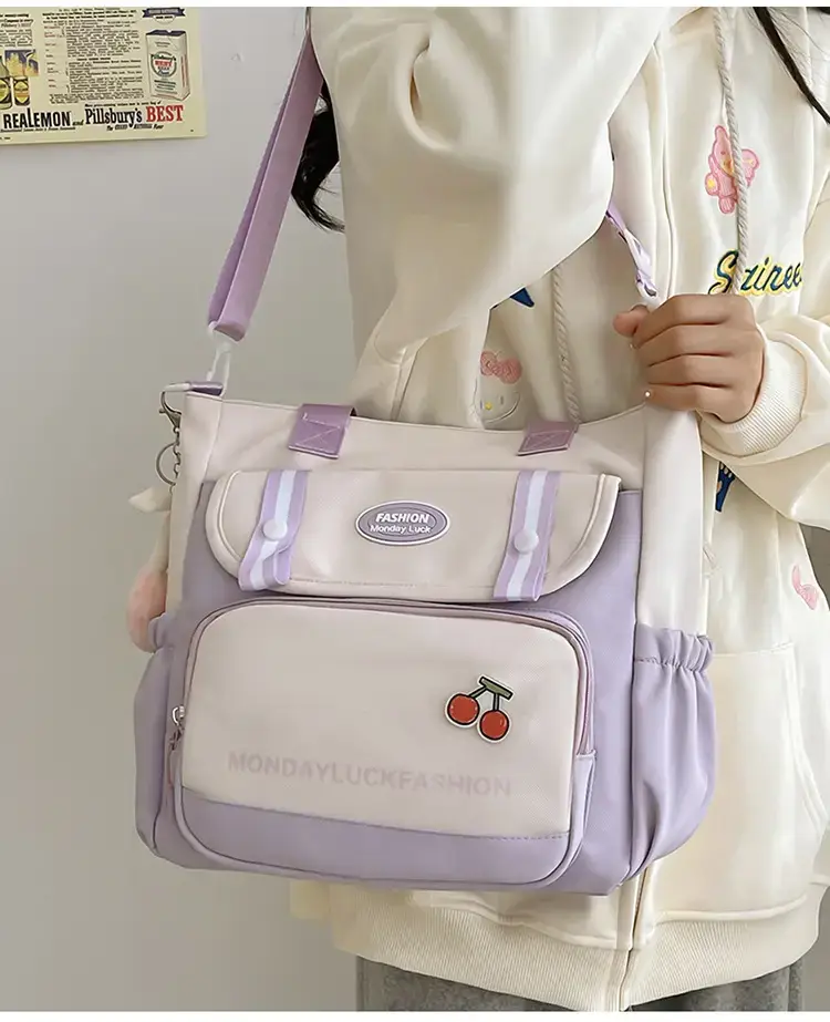 Women's Cherry Embroidered Nylon Shoulder Bag — feature 24