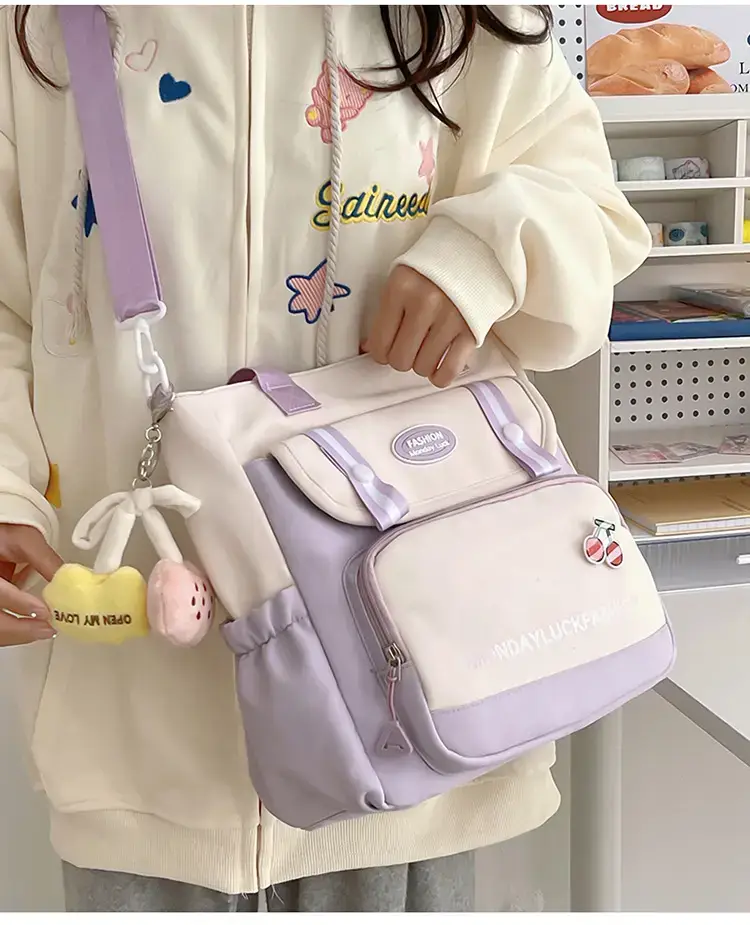 Women's Cherry Embroidered Nylon Shoulder Bag — feature 25