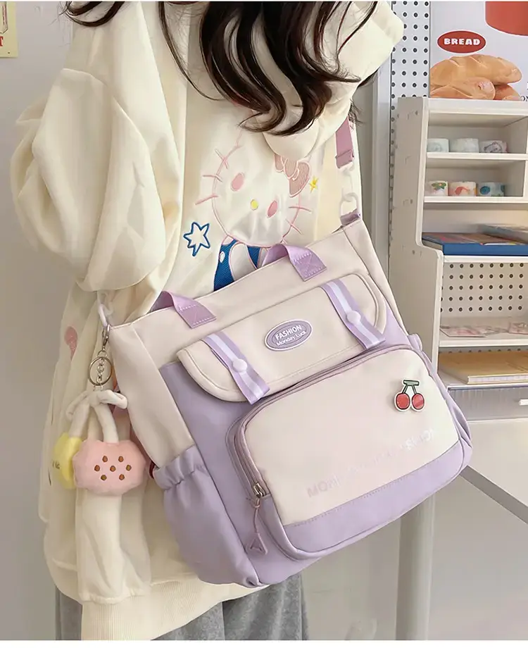 Women's Cherry Embroidered Nylon Shoulder Bag — feature 26