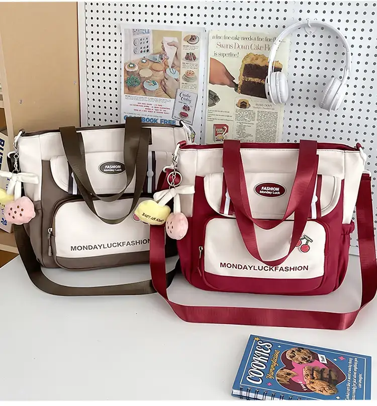 Women's Cherry Embroidered Nylon Shoulder Bag — feature 29