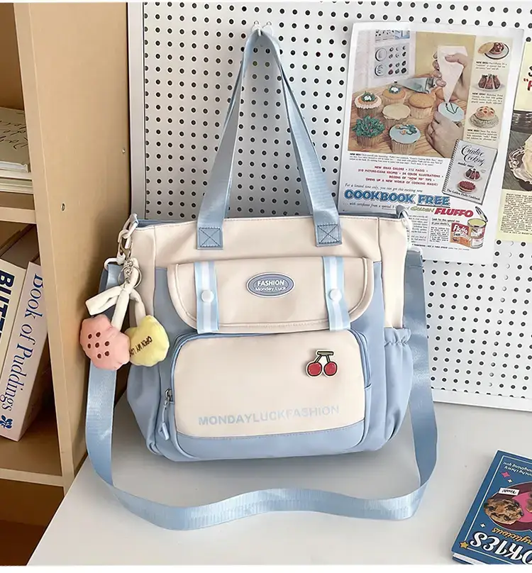 Women's Cherry Embroidered Nylon Shoulder Bag — feature 31