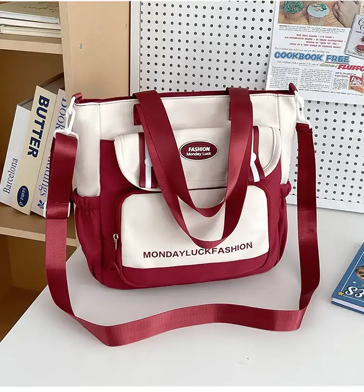Women's Cherry Embroidered Nylon Shoulder Bag — feature 35