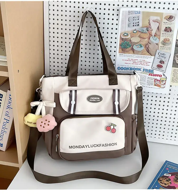 Women's Cherry Embroidered Nylon Shoulder Bag — feature 38
