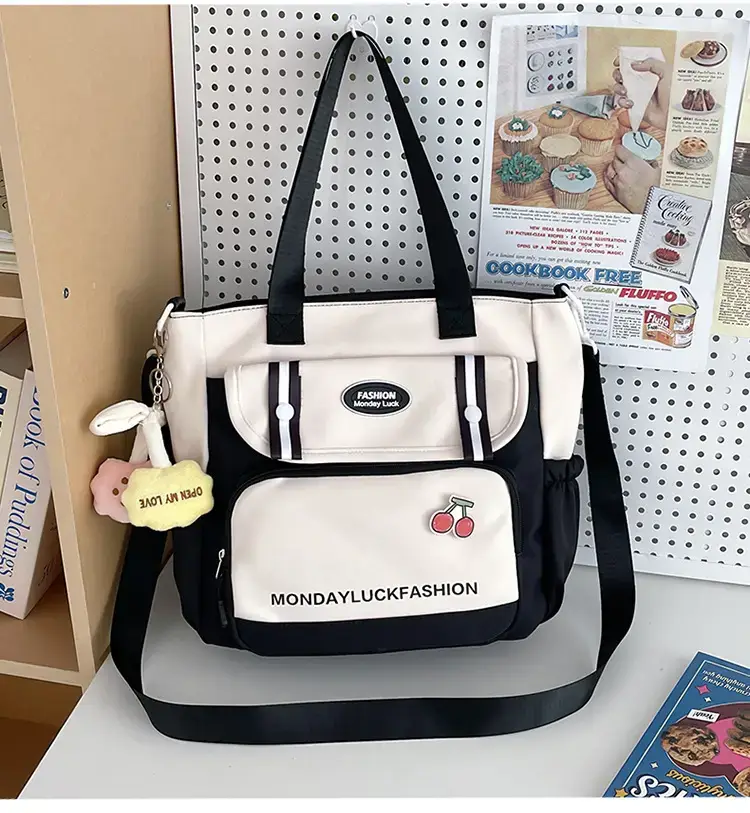 Women's Cherry Embroidered Nylon Shoulder Bag — feature 39