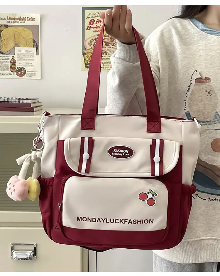 Women's Cherry Embroidered Nylon Shoulder Bag — feature 6