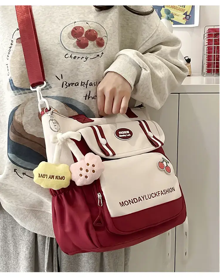 Women's Cherry Embroidered Nylon Shoulder Bag — feature 8