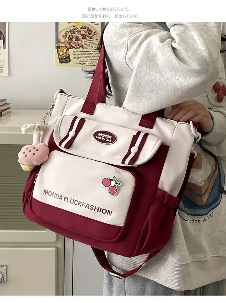 Women's Cherry Embroidered Nylon Shoulder Bag — feature 9