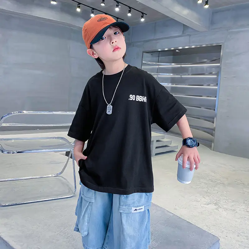 Boys White Korean Style Short Sleeve T-Shirt 2025 - Image 4