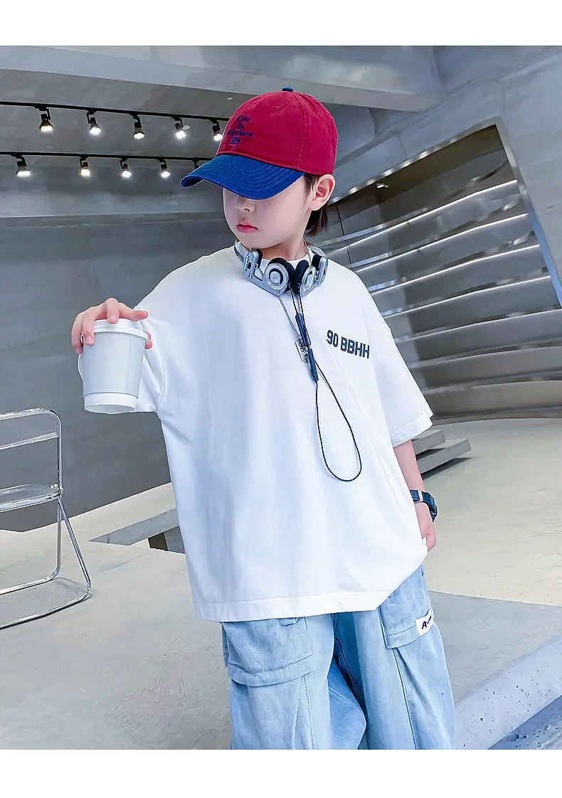 Boys White Korean Style Short Sleeve T-Shirt 2025 — feature 10