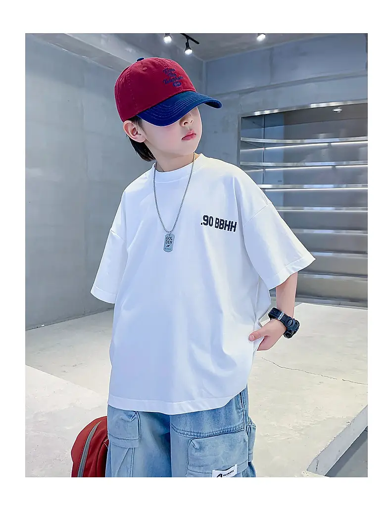 Boys White Korean Style Short Sleeve T-Shirt 2025 — feature 11