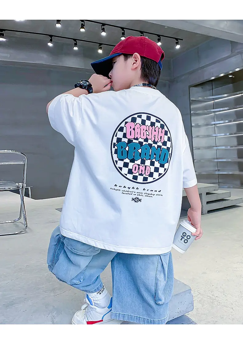 Boys White Korean Style Short Sleeve T-Shirt 2025 — feature 12