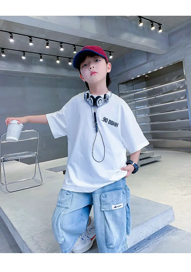 Boys White Korean Style Short Sleeve T-Shirt 2025 — feature 13